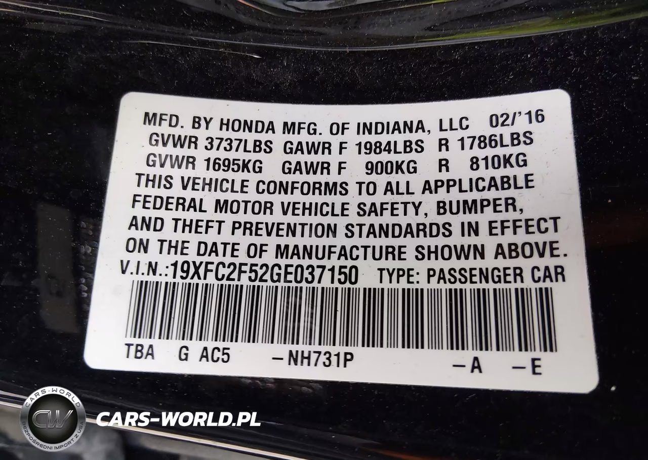 2016 Honda Civic Lx VIN:19XFC2F52GE037150 - 9