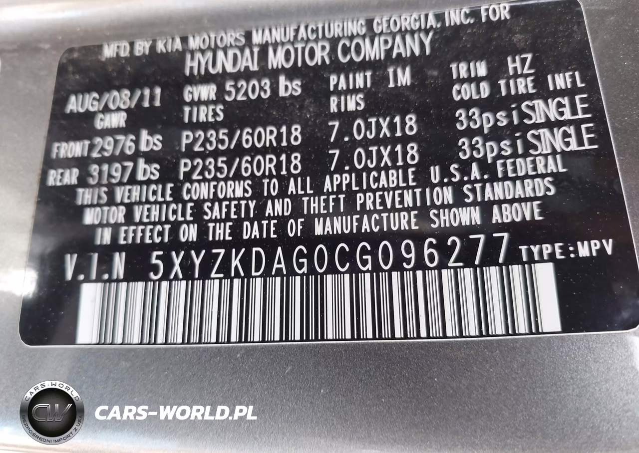 2012 Hyundai Santa Fe Limited V6 VIN:5XYZKDAG0CG096277 - 9
