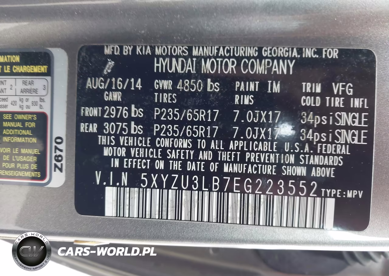2014 Hyundai Santa Fe Sport 2.4L VIN:5XYZU3LB7EG223552 - 9