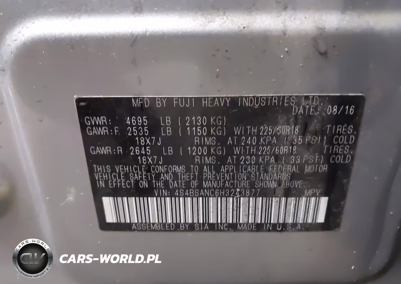 2017 Subaru Outback 2.5I Limited VIN:4S4BSANC6H3243877 - 9