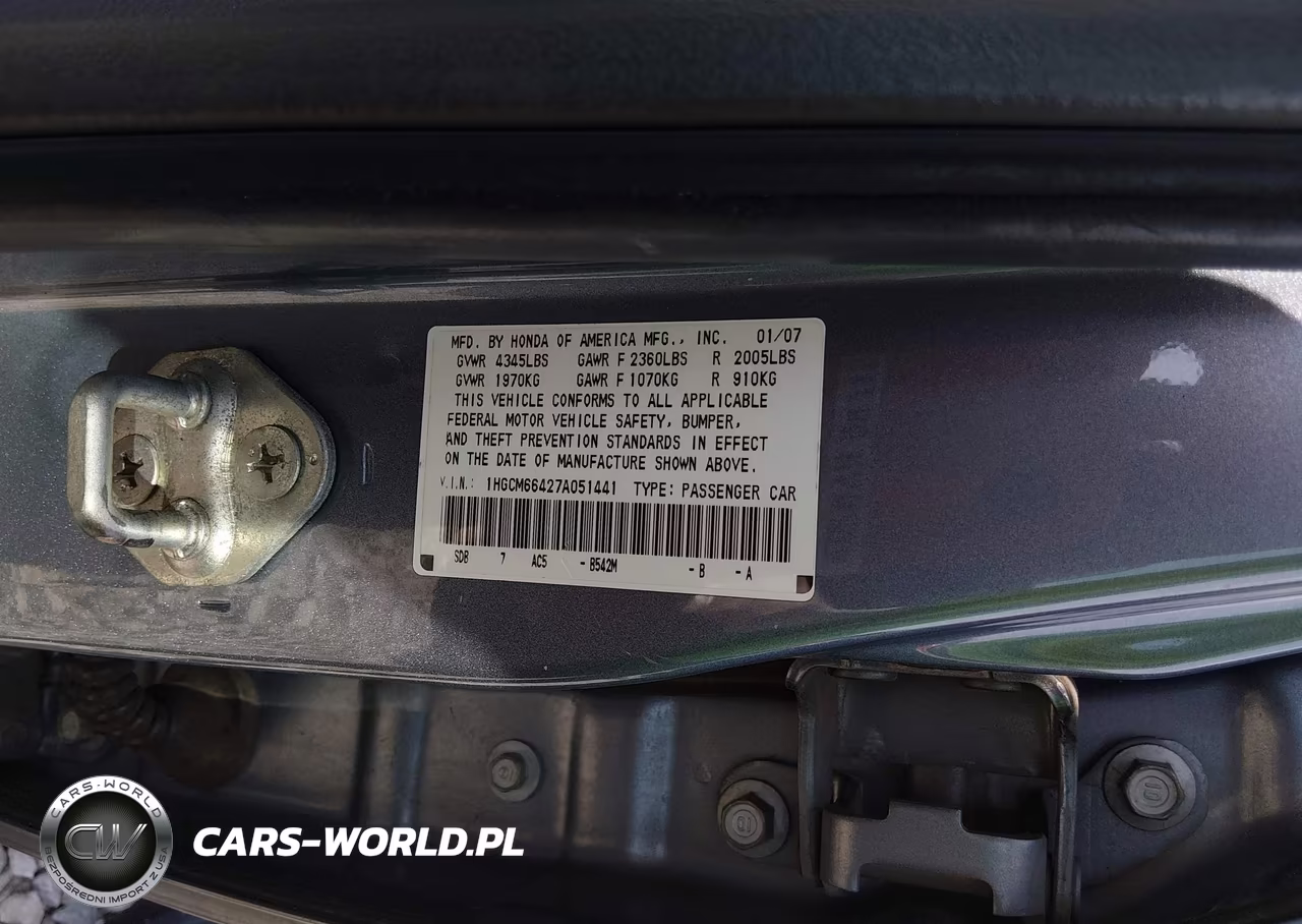 2007 Honda Accord 3.0 Se VIN:1HGCM66427A051441 - 9