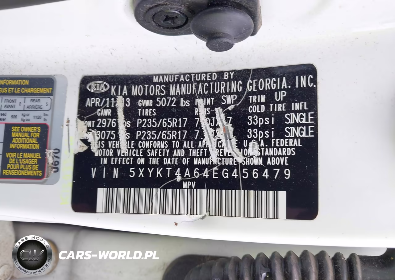 2014 Kia Sorento Lx VIN:5XYKT4A64EG456479 - 9