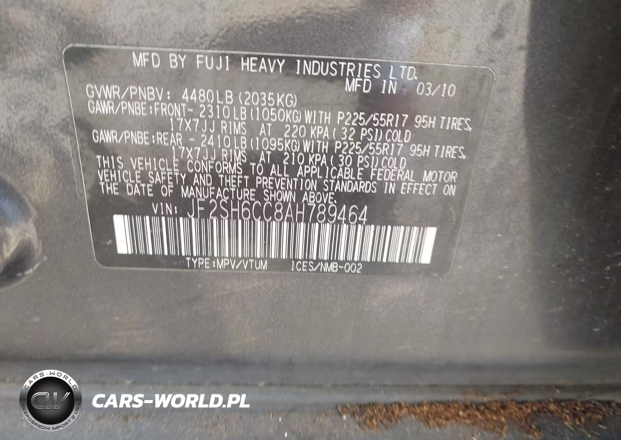 2010 Subaru Forester 2.5X Premium VIN:JF2SH6CC8AH789464 - 9