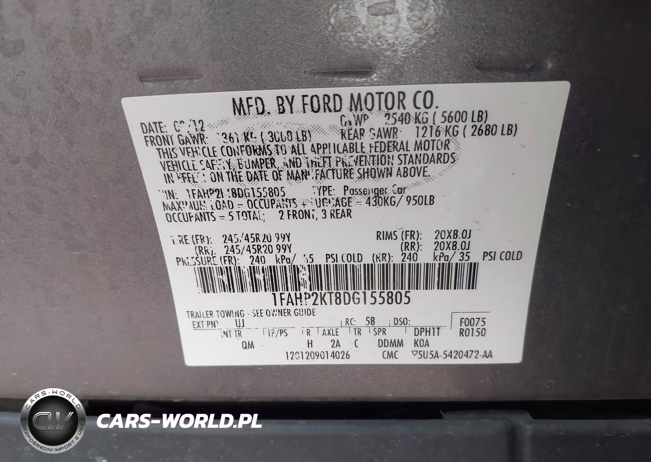 2013 Ford Taurus Sho VIN:1FAHP2KT8DG155805 - 9