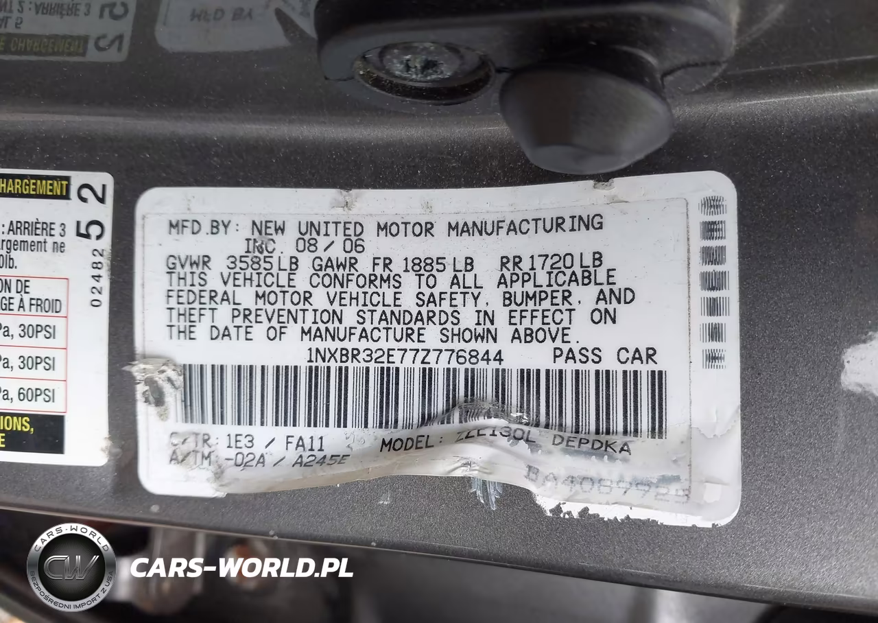 2007 Toyota Corolla Ce VIN:1NXBR32E77Z776844 - 9