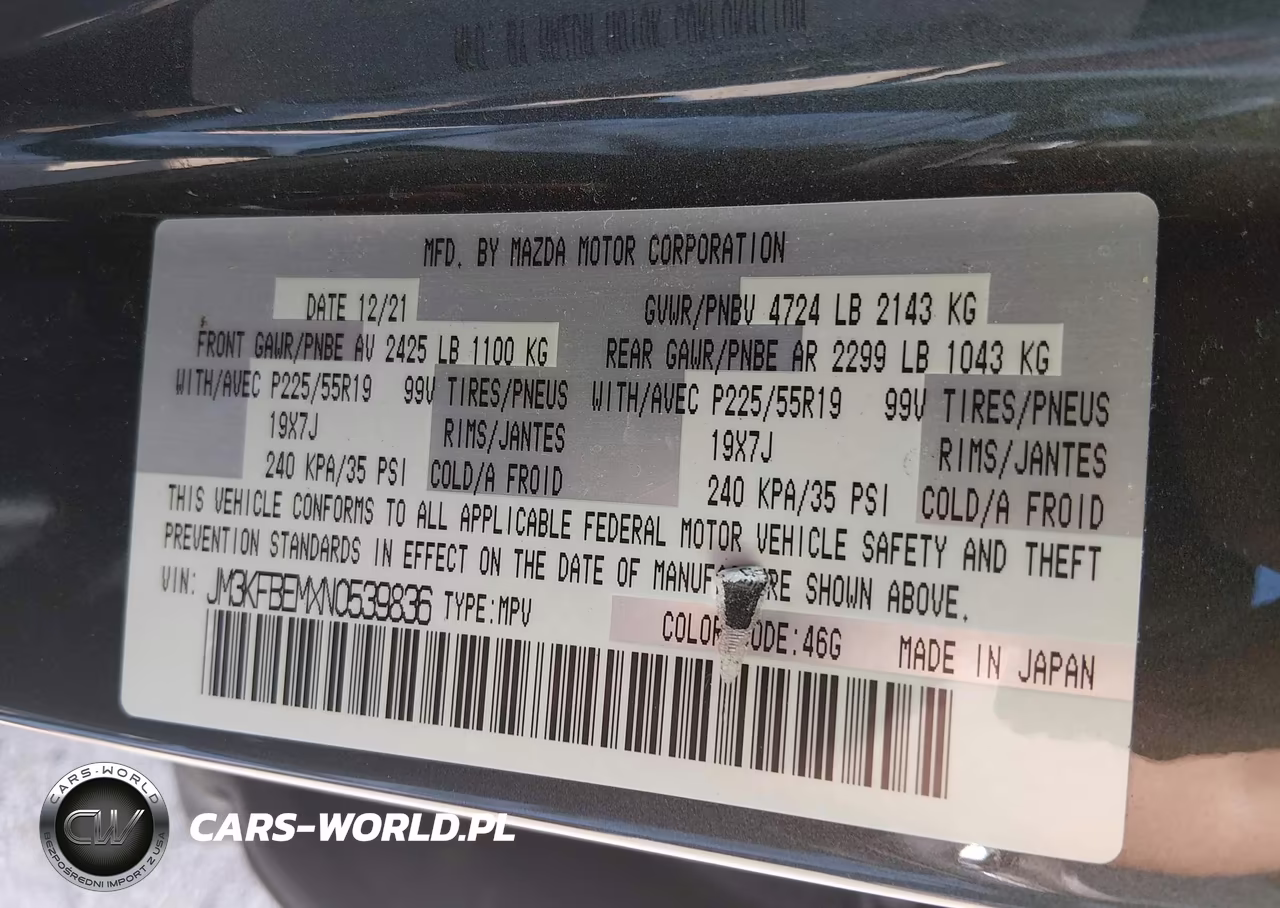 2022 Mazda Cx-5 2.5 S Premium Plus VIN:JM3KFBEMXN0539836 - 9