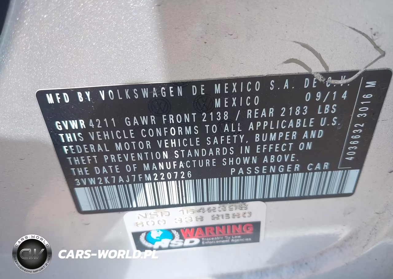 2015 Volkswagen Jetta 2.0L S VIN:3VW2K7AJ7FM220726 - 9