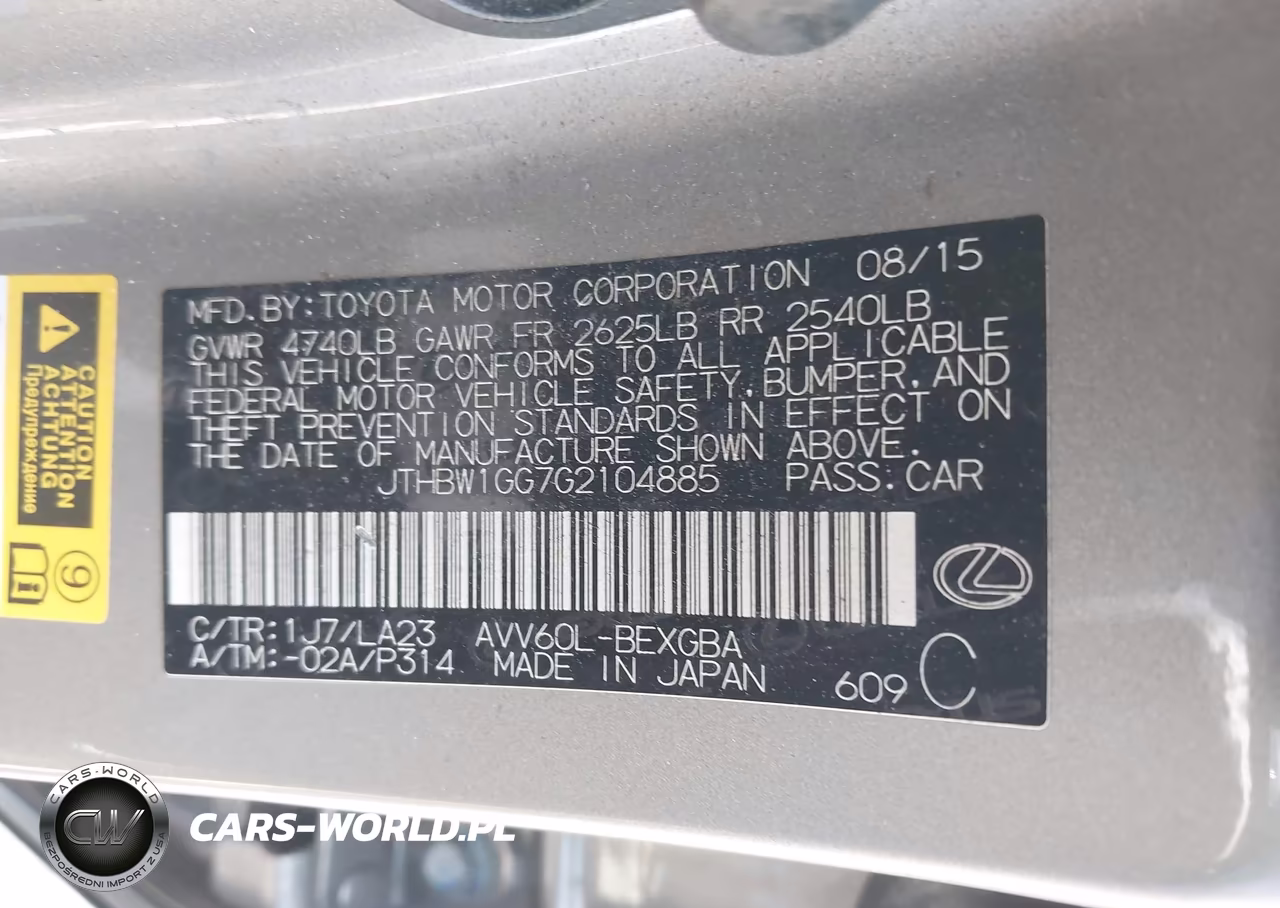 2016 Lexus Es 300H VIN:JTHBW1GG7G2104885 - 9