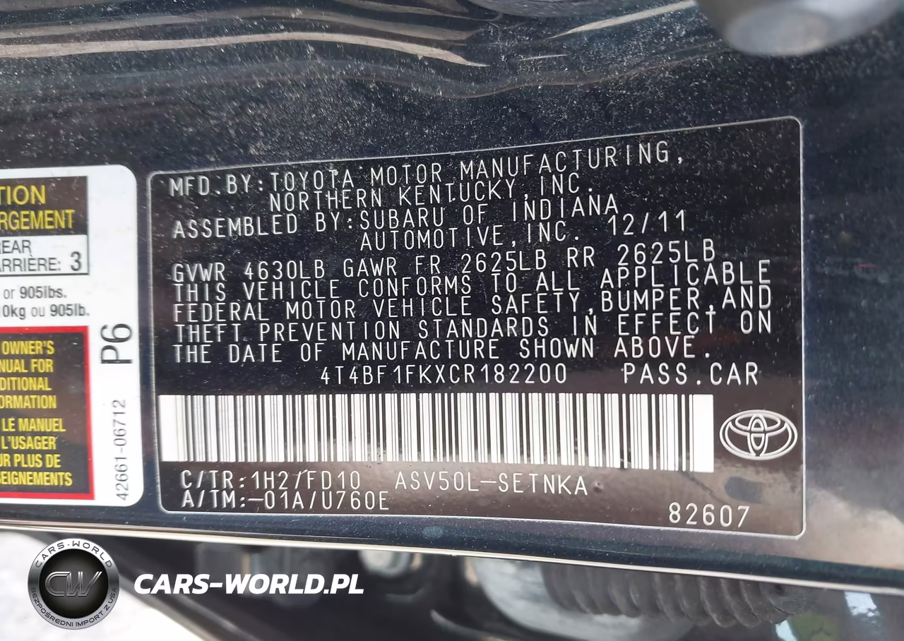 2012 Toyota Camry Le VIN:4T4BF1FKXCR182200 - 9