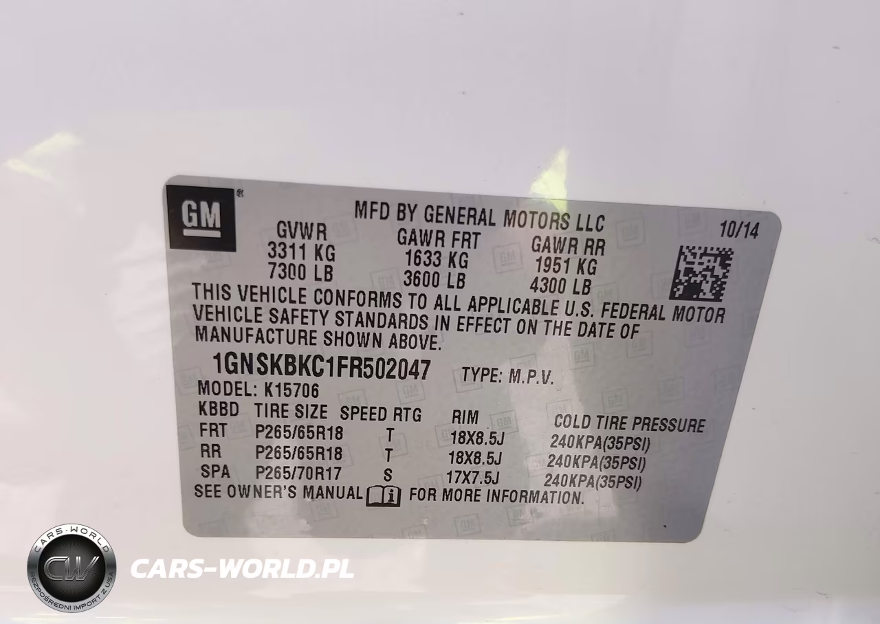 2015 Chevrolet Tahoe Lt VIN:1GNSKBKC1FR502047 - 9