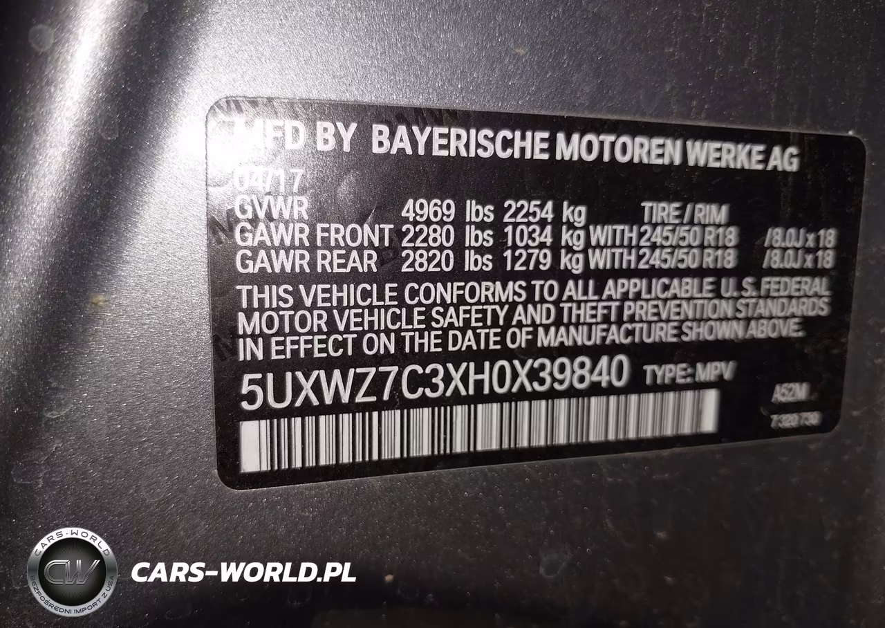 2017 BMW X3 Sdrive28I VIN:5UXWZ7C3XH0X39840 - 9