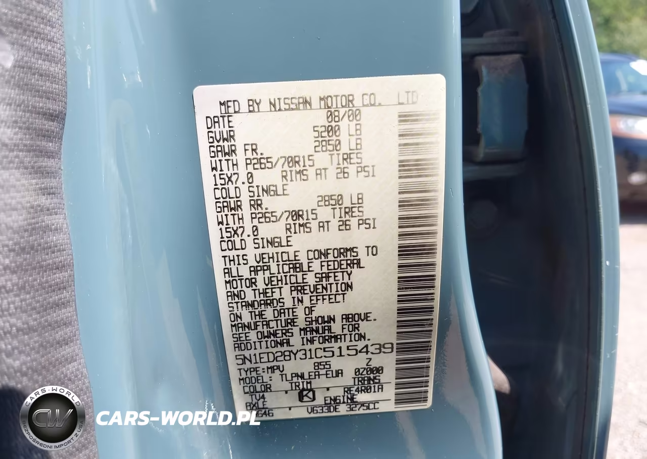 2001 Nissan Xterra Xe VIN:5N1ED28Y31C515439 - 9