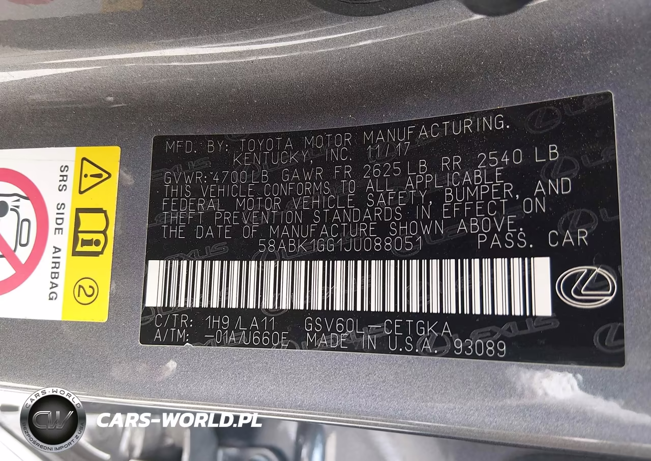 2018 Lexus Es 350 VIN:58ABK1GG1JU088051 - 9