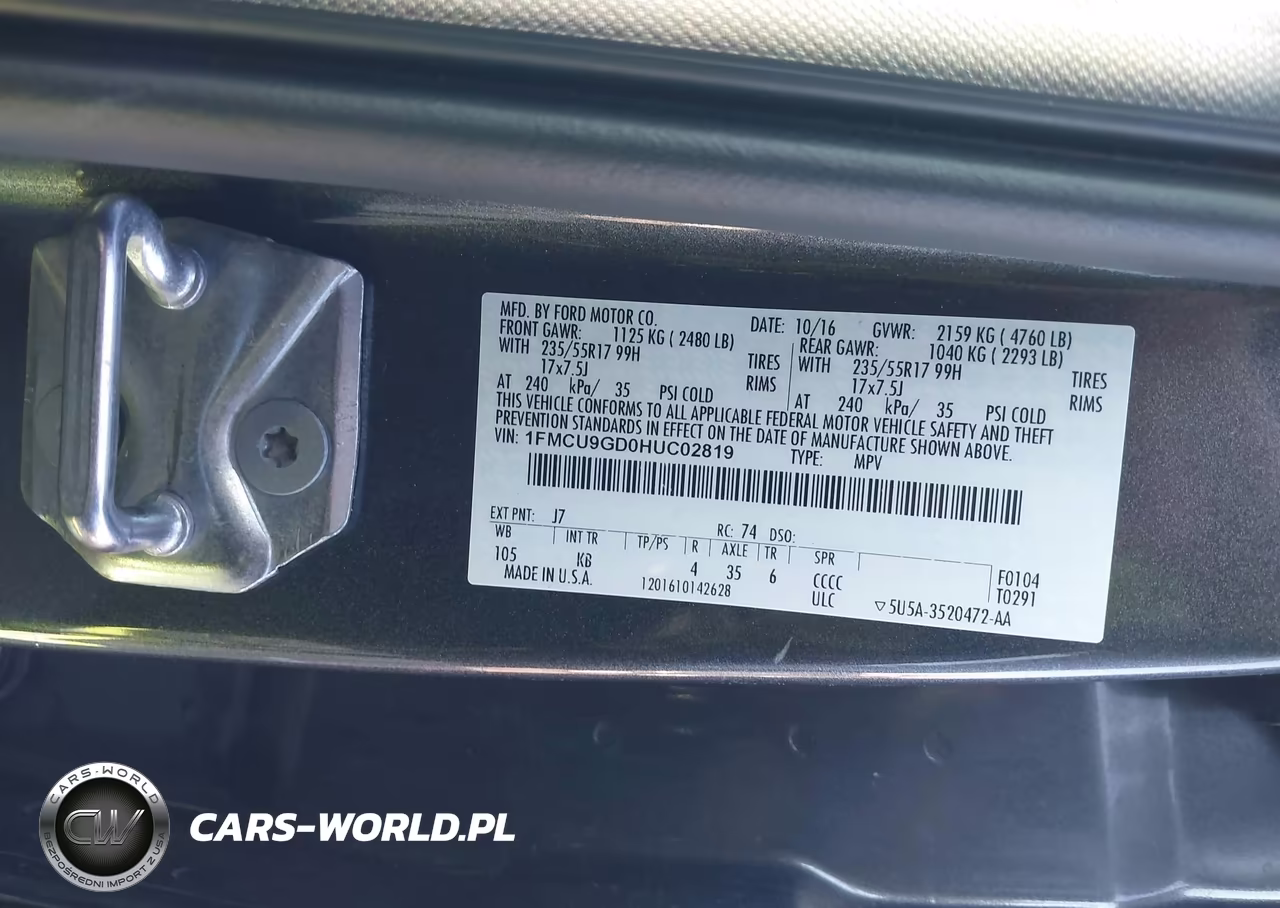 2017 Ford Escape Se VIN:1FMCU9GD0HUC02819 - 9