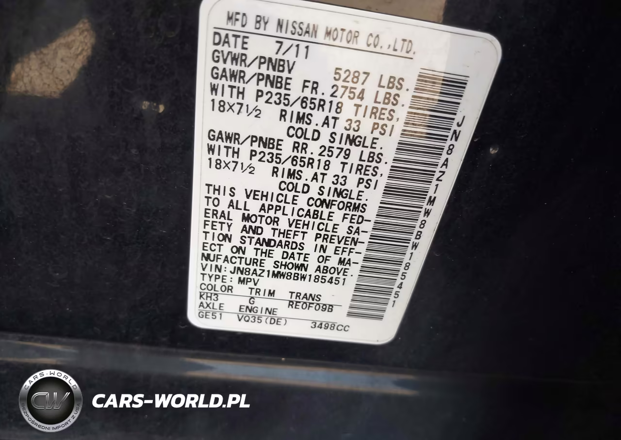 2011 Nissan Murano Sl VIN:JN8AZ1MW8BW185451 - 9