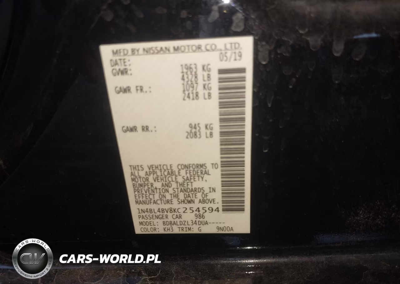 2019 Nissan Altima 2.5 S VIN:1N4BL4BV8KC254594 - 9