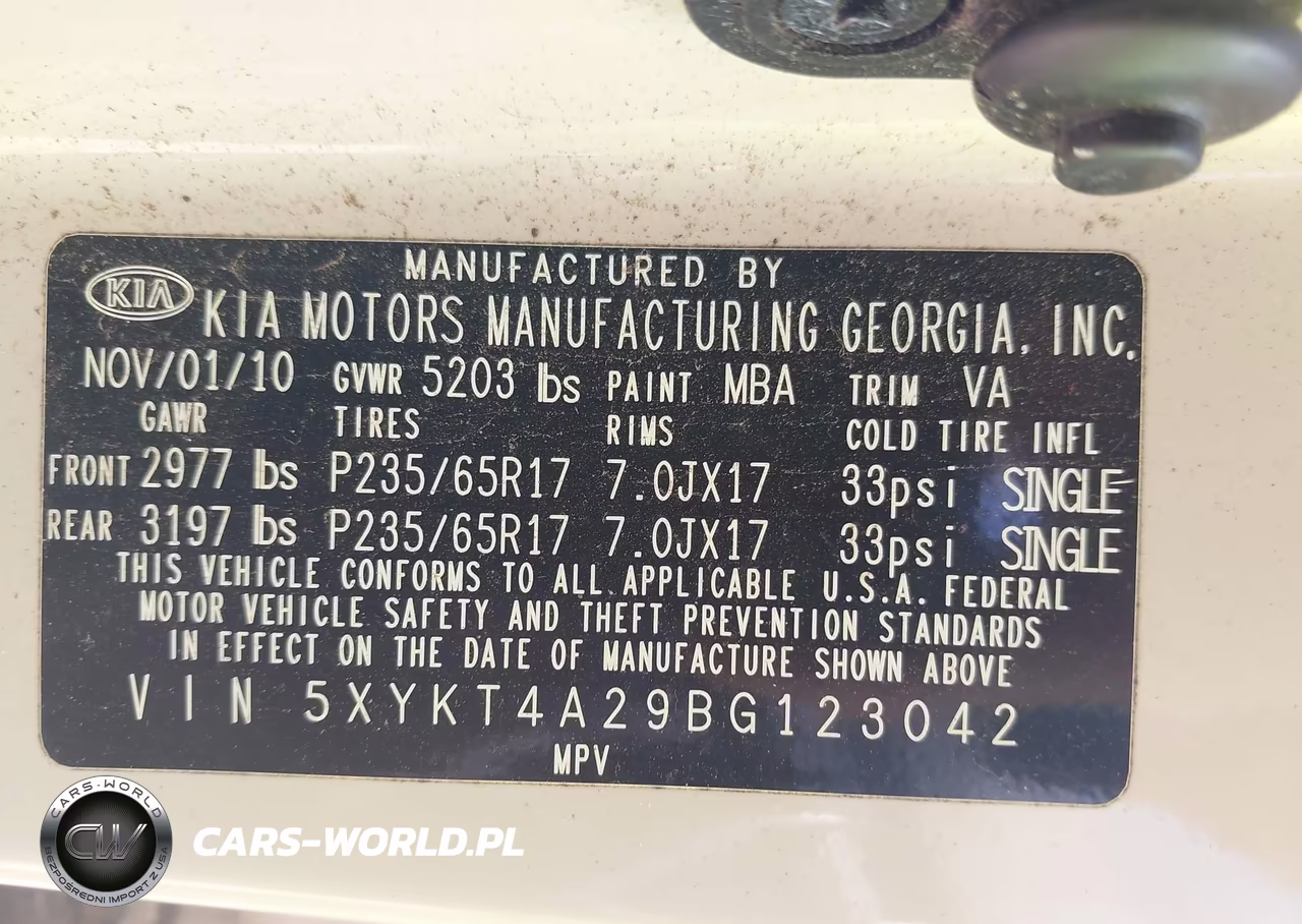 2011 Kia Sorento Lx V6 VIN:5XYKT4A29BG123042 - 9