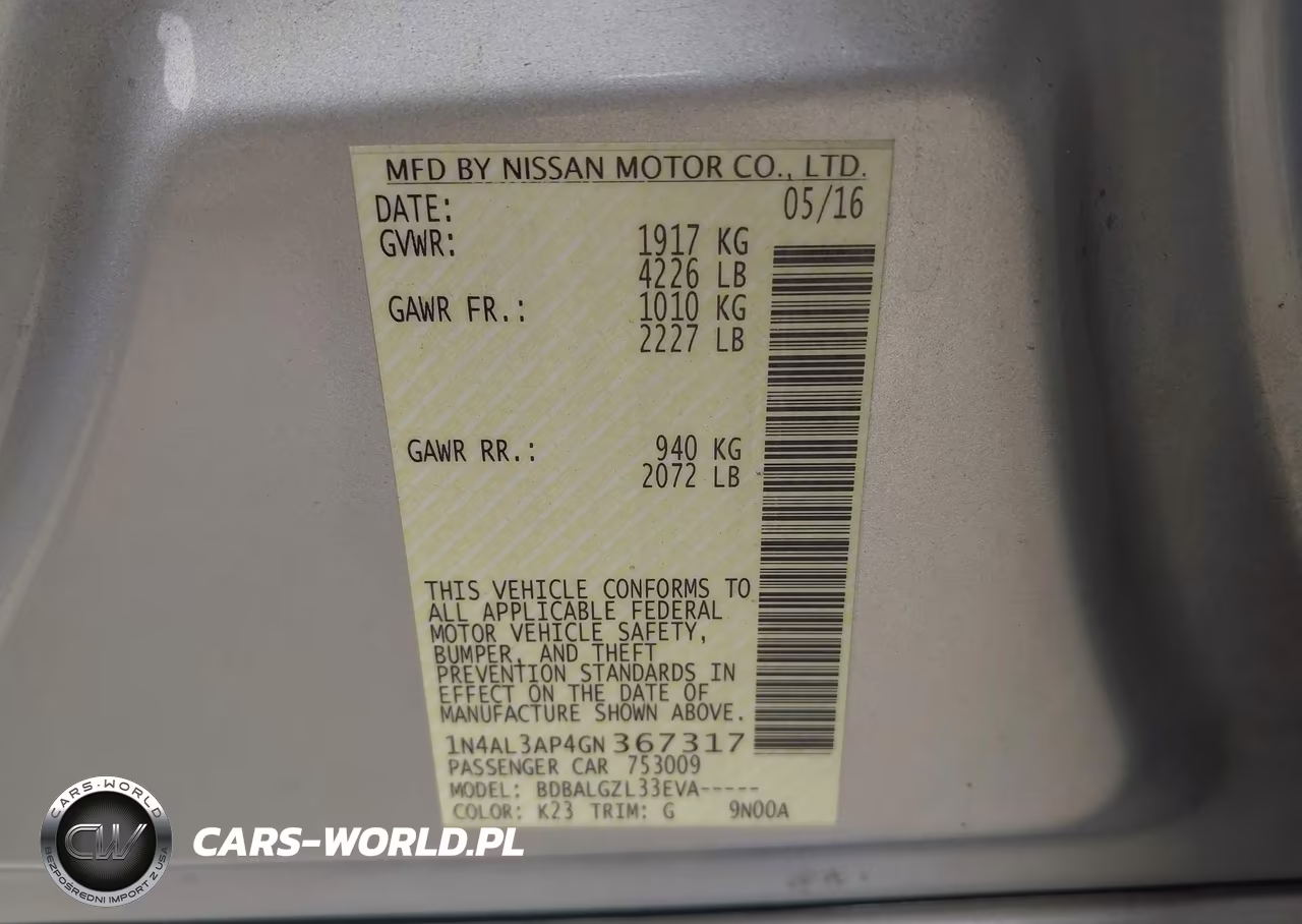 2016 Nissan Altima 2.5 S VIN:1N4AL3AP4GN367317 - 9
