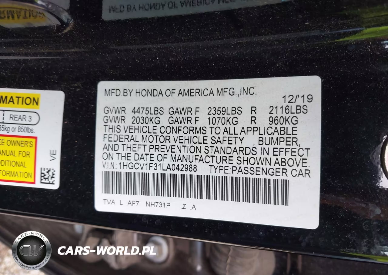 2020 Honda Accord Sport VIN:1HGCV1F31LA042988 - 9