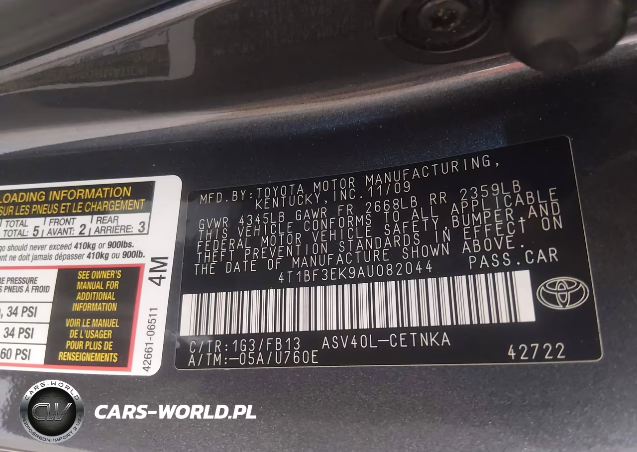 2010 Toyota Camry Le VIN:4T1BF3EK9AU082044 - 9