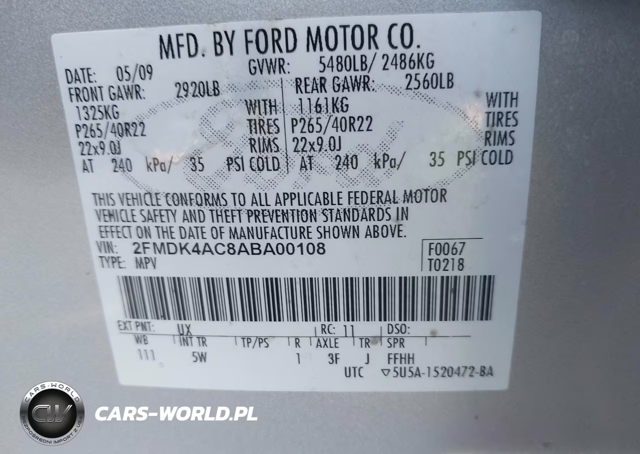 2010 Ford Edge Sport VIN:2FMDK4AC8ABA00108 - 9