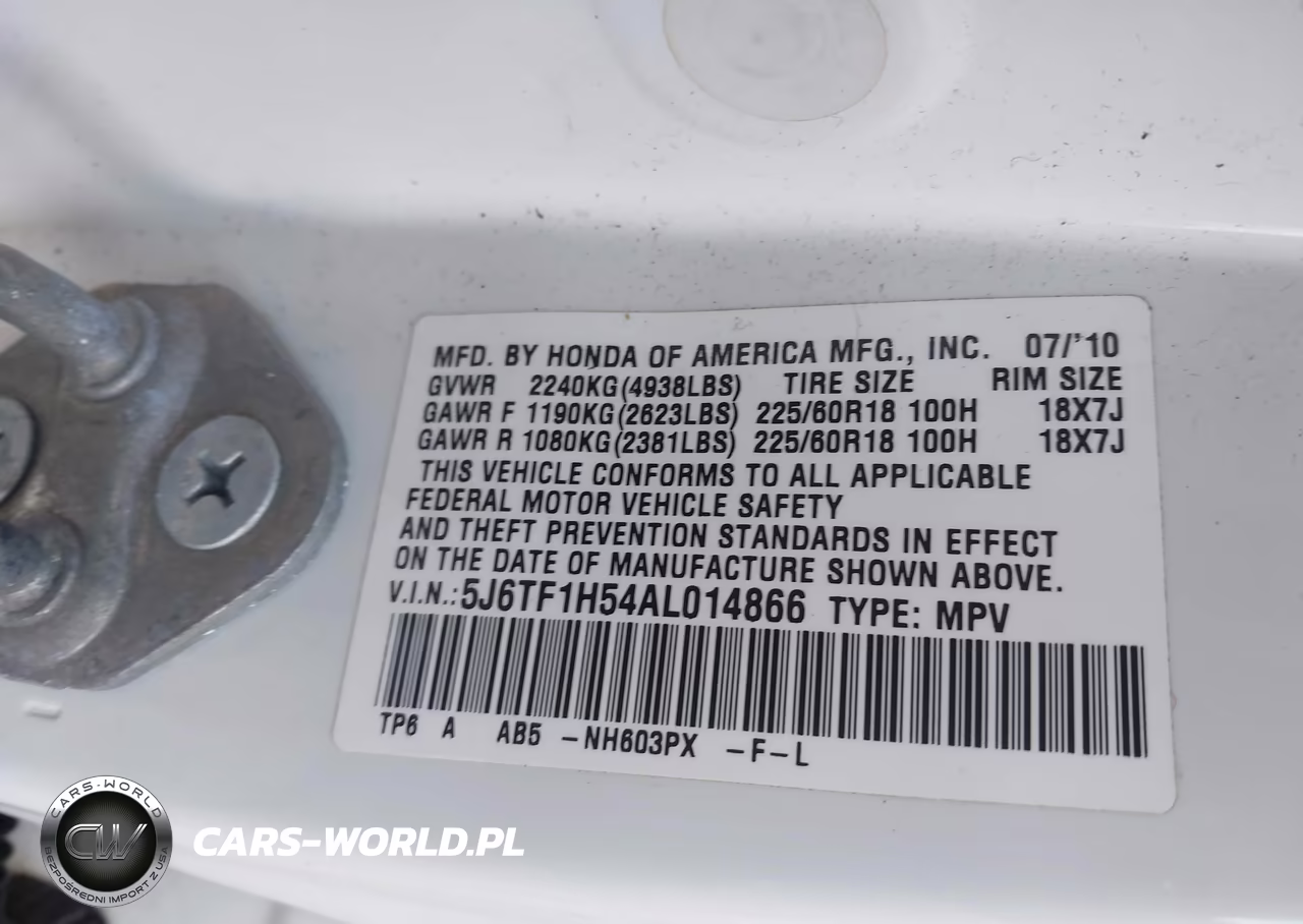 2010 Honda Accord Crosstour Ex-L VIN:5J6TF1H54AL014866 - 9