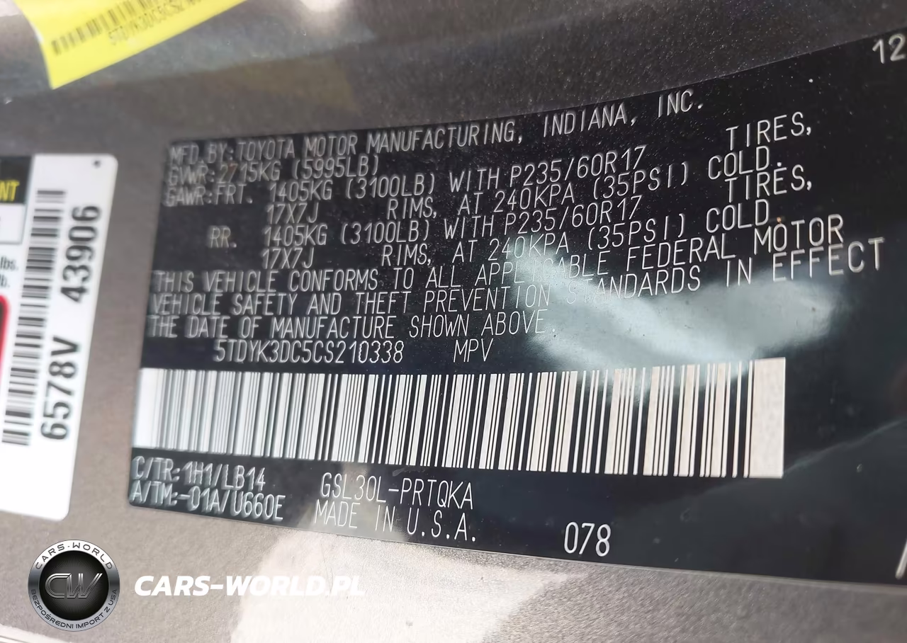 2012 Toyota Sienna Xle V6 8 Passenger VIN:5TDYK3DC5CS210338 - 9