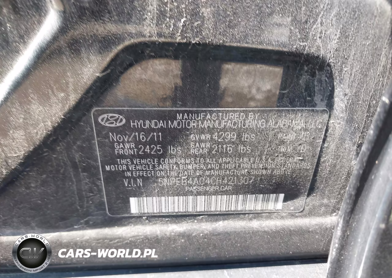 2012 Hyundai Sonata Gls VIN:5NPEB4AC4CH421307 - 9