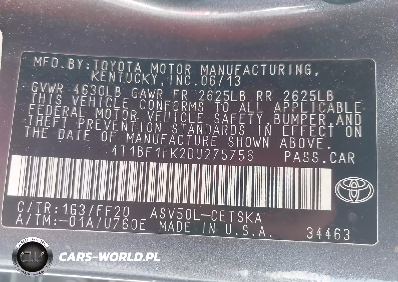 2013 Toyota Camry Se VIN:4T1BF1FK2DU275756 - 9