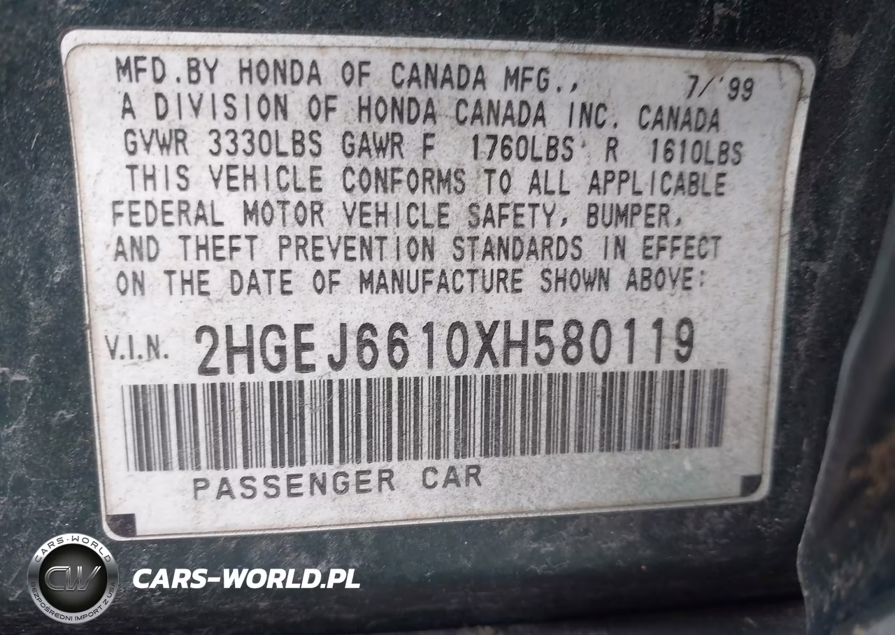 1999 Honda Civic Value Package VIN:2HGEJ6610XH580119 - 9