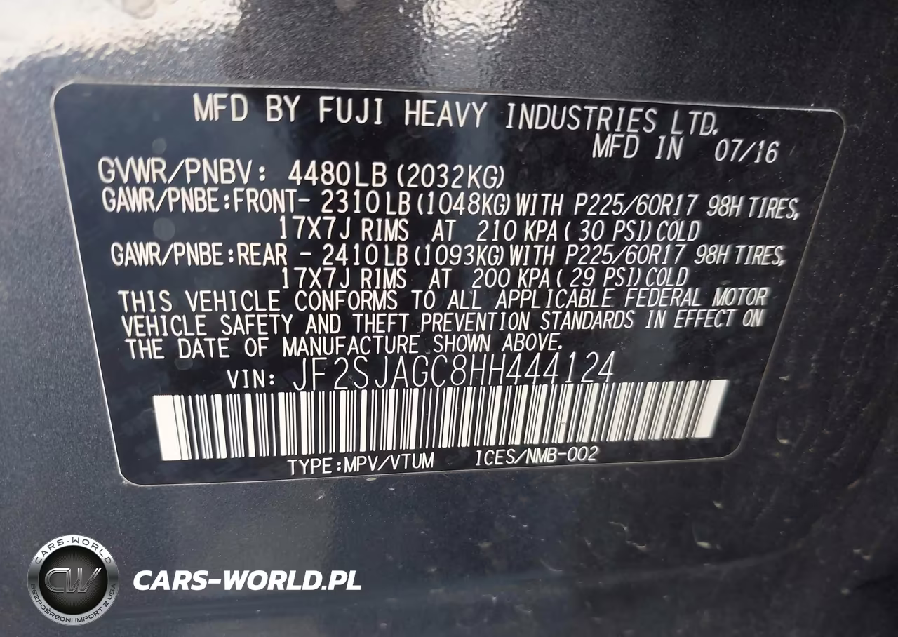 2017 Subaru Forester 2.5I Premium VIN:JF2SJAGC8HH444124 - 9