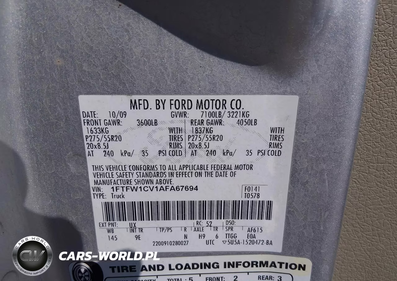 2010 Ford F-150 Platinum VIN:1FTFW1CV1AFA67694 - 9