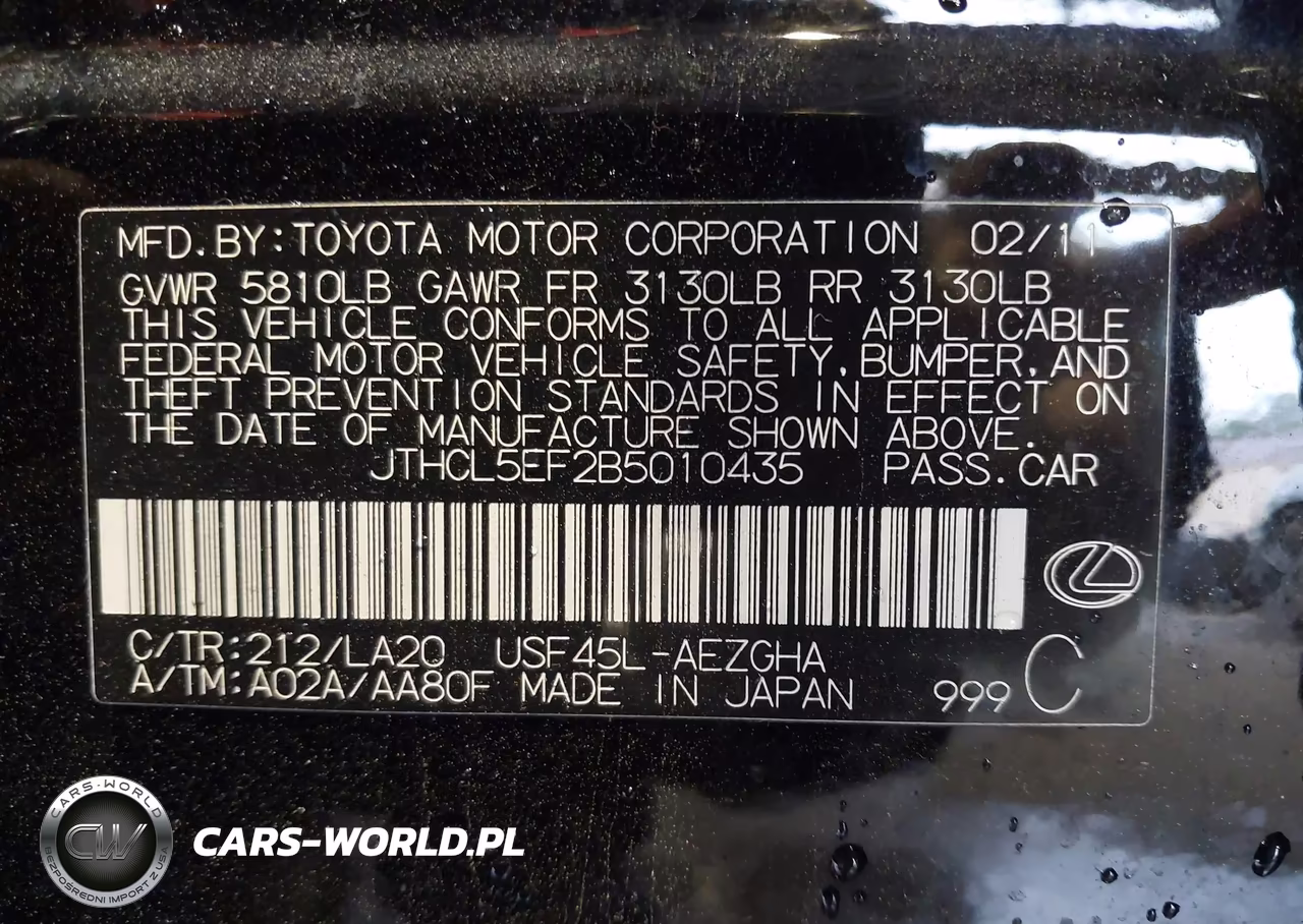 2011 Lexus Ls 460 VIN:JTHCL5EF2B5010435 - 9