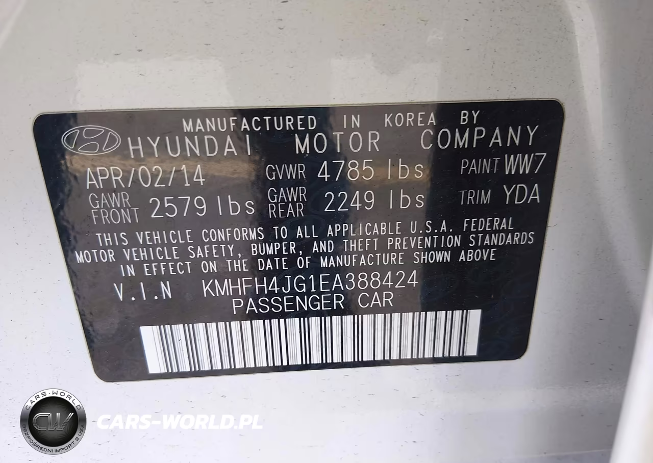 2014 Hyundai Azera Limited VIN:KMHFH4JG1EA388424 - 9