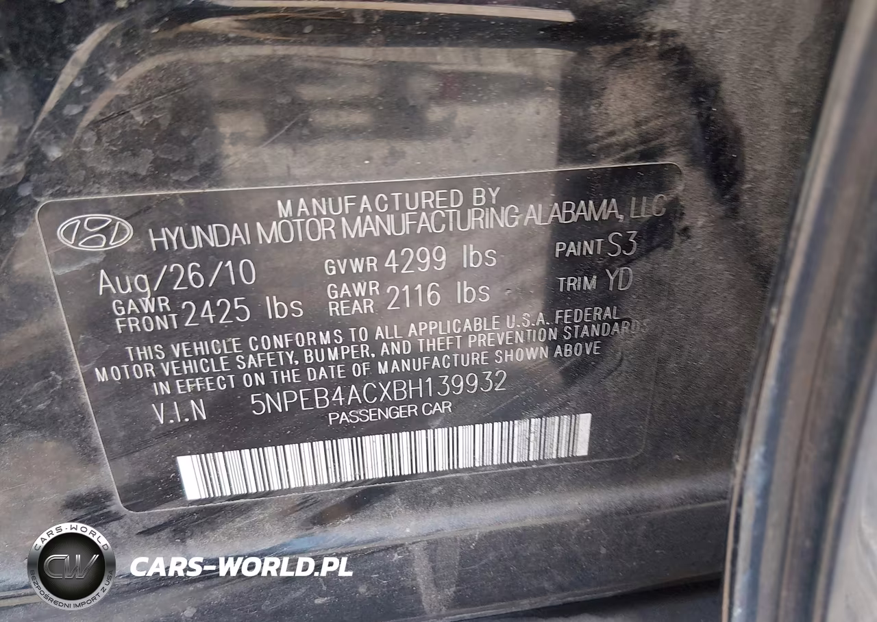 2011 Hyundai Sonata Gls VIN:5NPEB4ACXBH139932 - 9