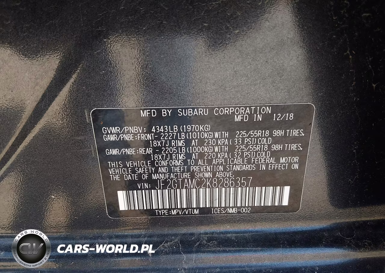 2019 Subaru Crosstrek 2.0I Limited VIN:JF2GTAMC2K8286357 - 9