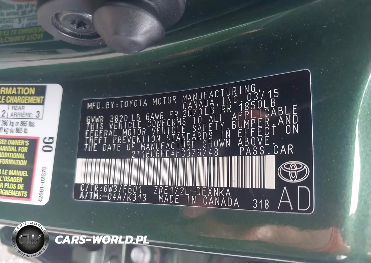 2015 Toyota Corolla Le VIN:2T1BURHE4FC376748 - 9