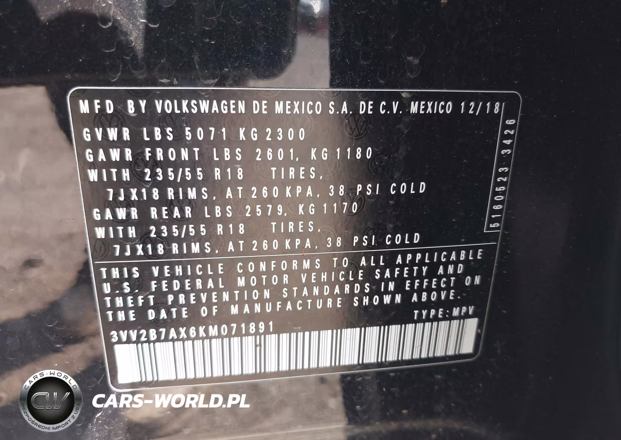 2019 Volkswagen Tiguan 2.0T Se-2.0T Sel-2.0T Sel R-Line-2.0T Sel R-Line Black VIN:3VV2B7AX6KM071891 - 9