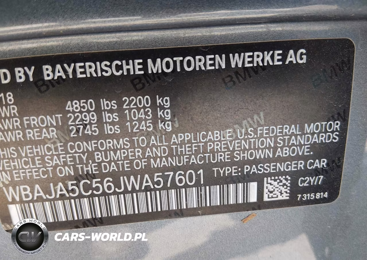 2018 BMW 530I VIN:WBAJA5C56JWA57601 - 9