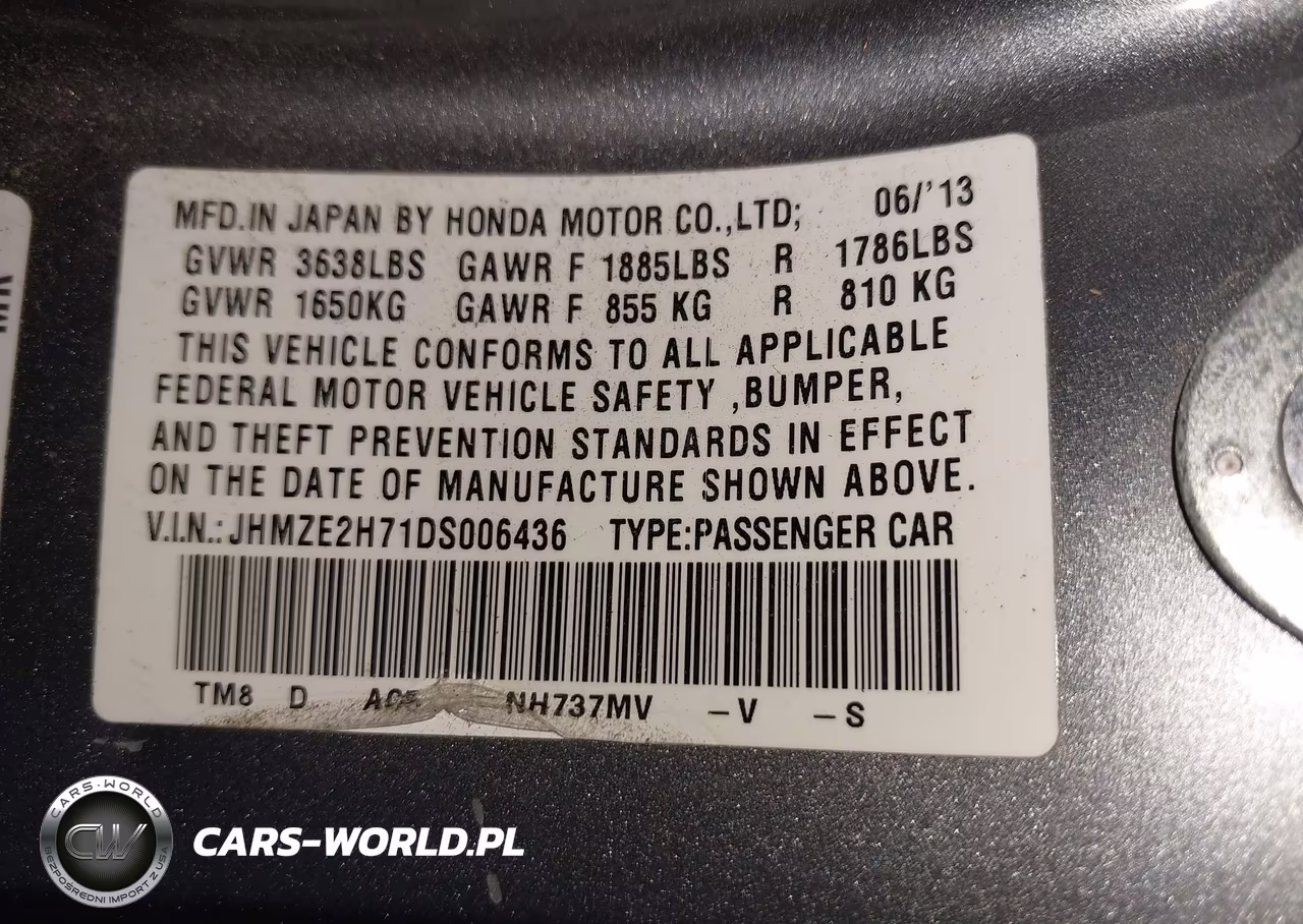 2013 Honda Insight Ex VIN:JHMZE2H71DS006436 - 9