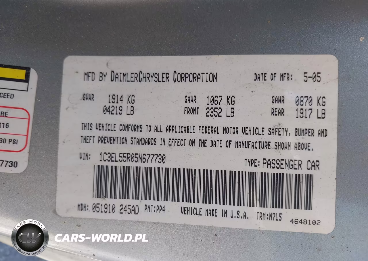 2005 Chrysler Sebring Touring VIN:1C3EL55R05N677730 - 9