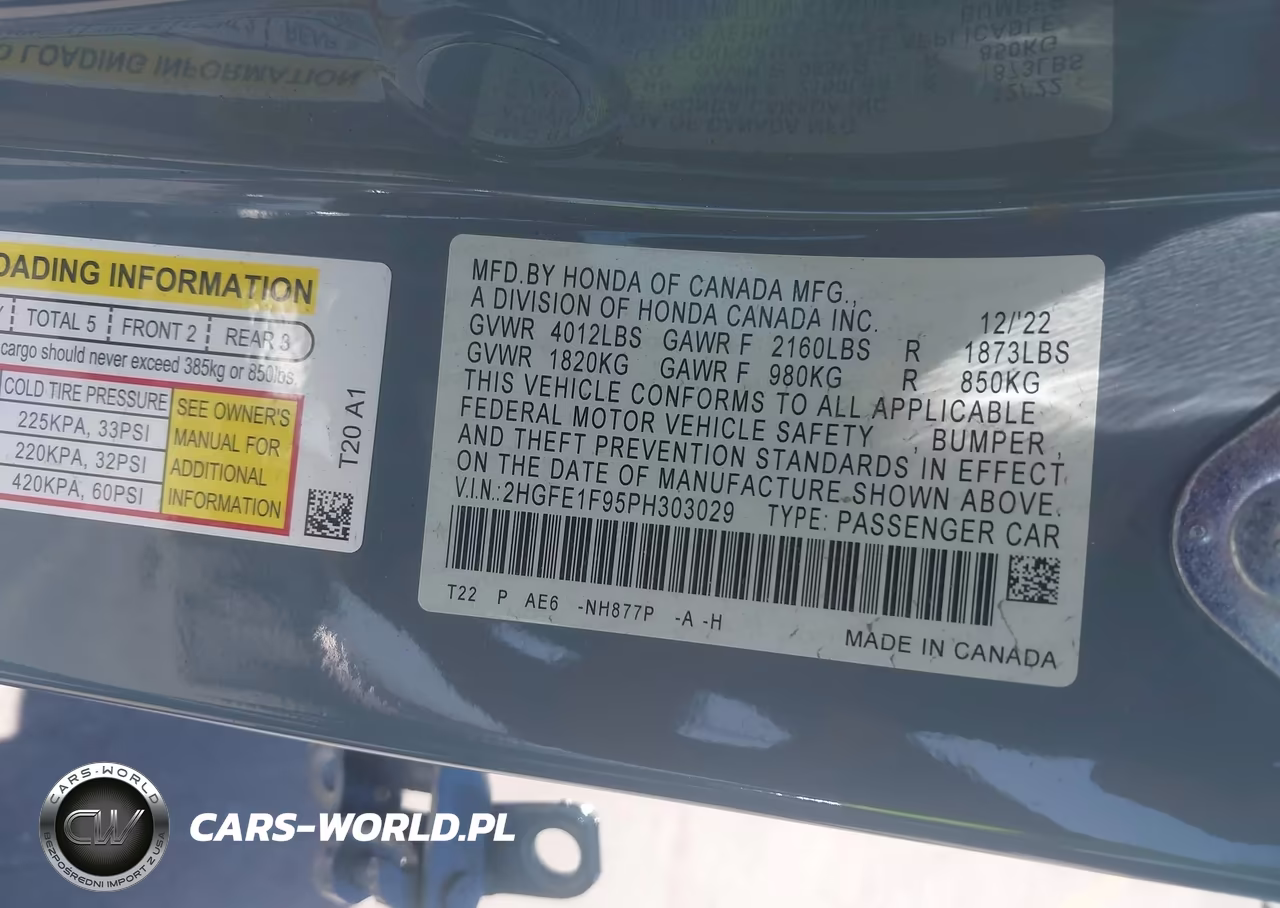 2023 Honda Civic Touring VIN:2HGFE1F95PH303029 - 9