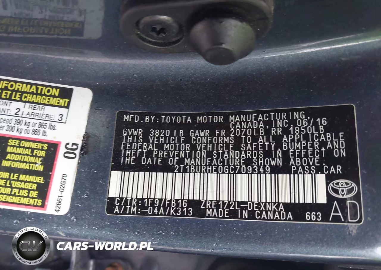 2016 Toyota Corolla Le VIN:2T1BURHE0GC709349 - 9