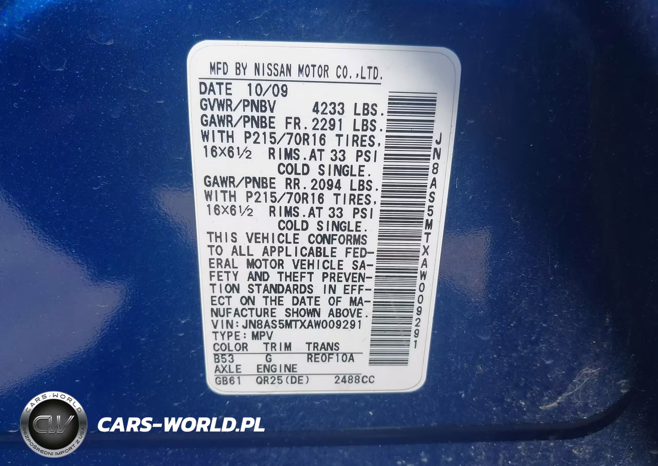 2010 Nissan Rogue S VIN:JN8AS5MTXAW009291 - 2