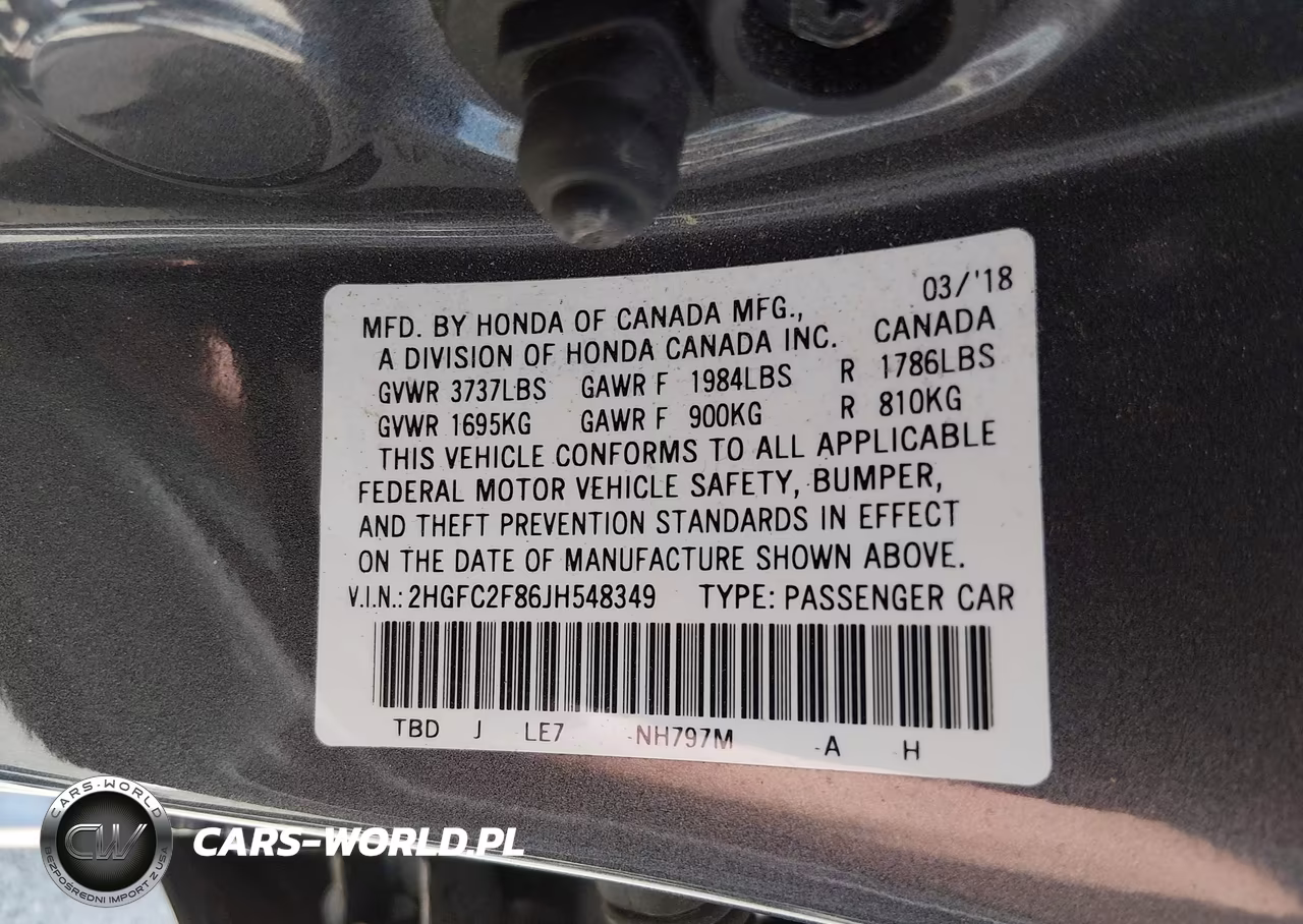 2018 Honda Civic Ex VIN:2HGFC2F86JH548349 - 9