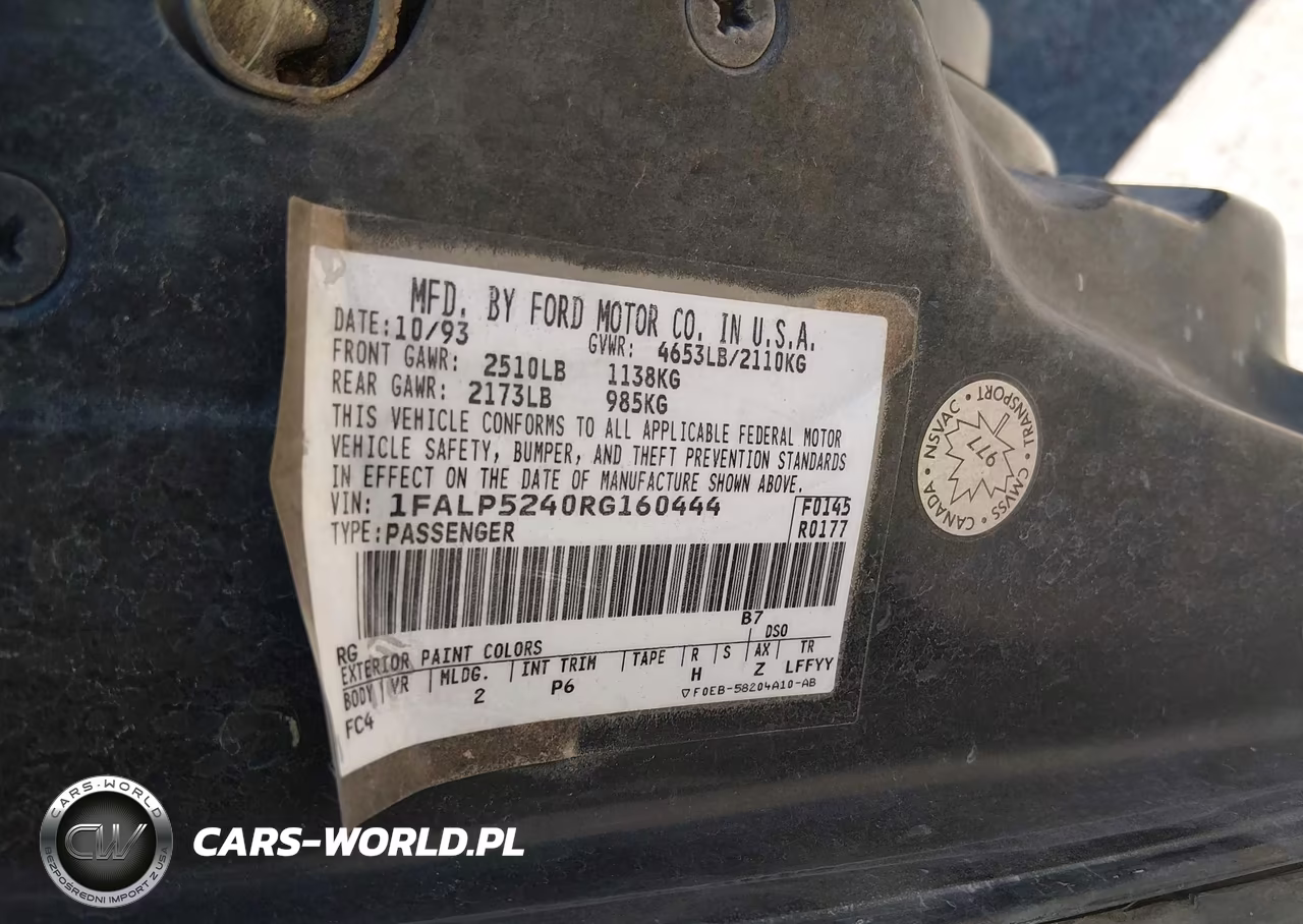 1994 Ford Taurus Gl VIN:1FALP5240RG160444 - 9