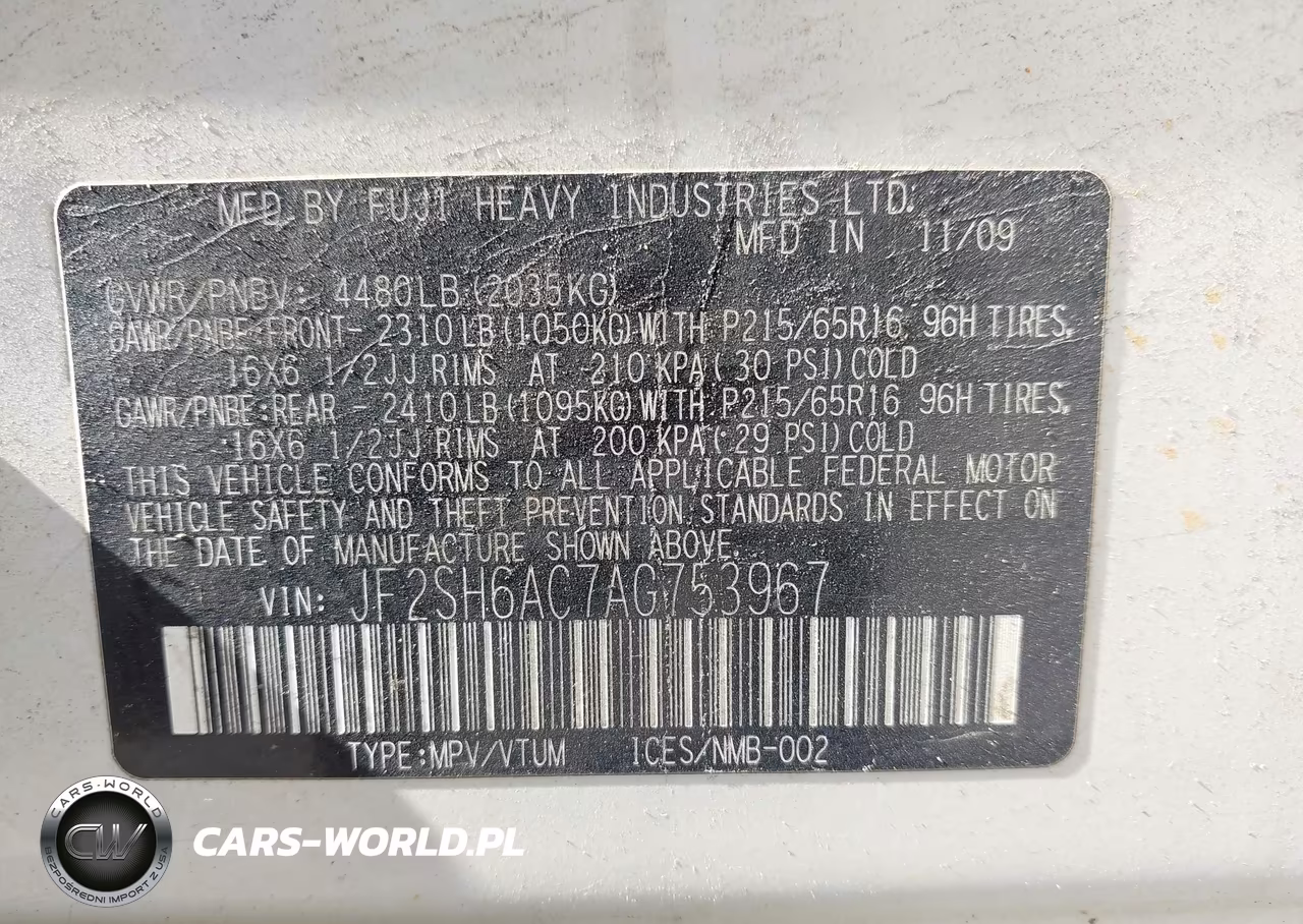 2010 Subaru Forester 2.5X VIN:JF2SH6AC7AG753967 - 9