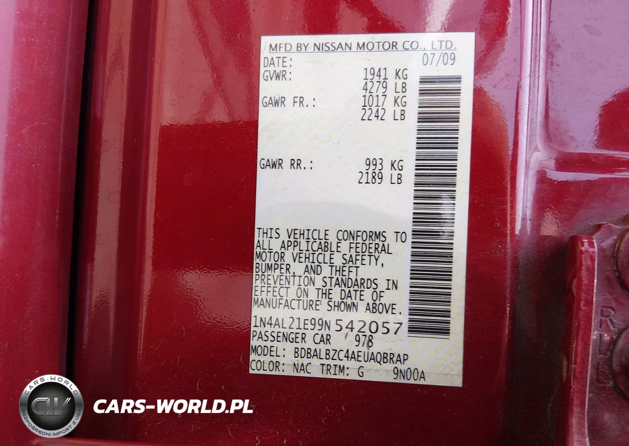 2009 Nissan Altima 2.5 S VIN:1N4AL21E99N542057 - 9