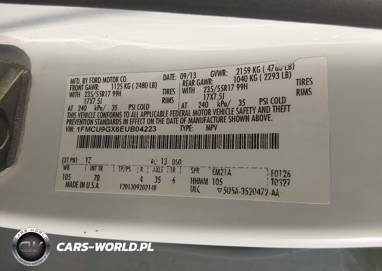 2014 Ford Escape Se VIN:1FMCU9GX6EUB04223 - 9