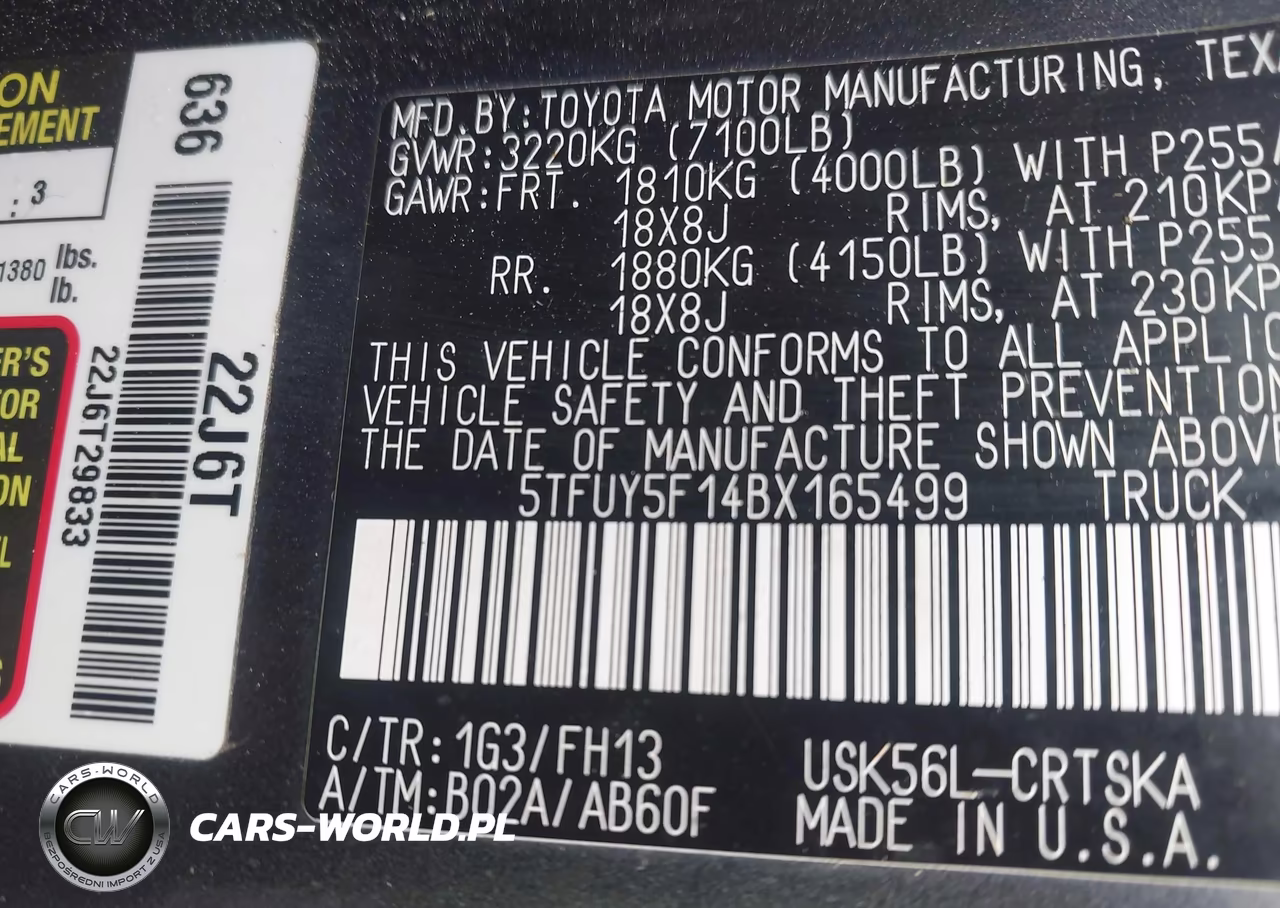 2011 Toyota Tundra Grade 5.7L V8 VIN:5TFUY5F14BX165499 - 9